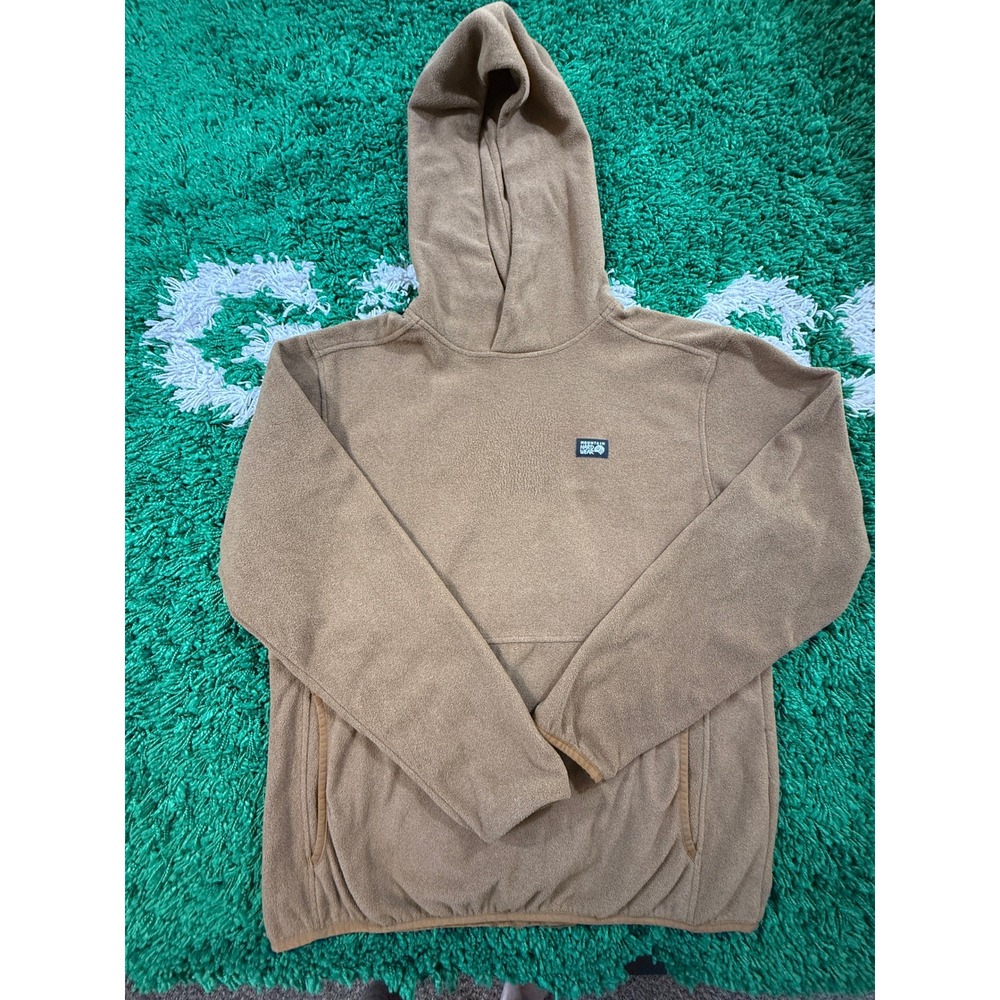Mountain Hardwear Fleece Hoodie Mens Small Tan Excellent Microfleece Pullover